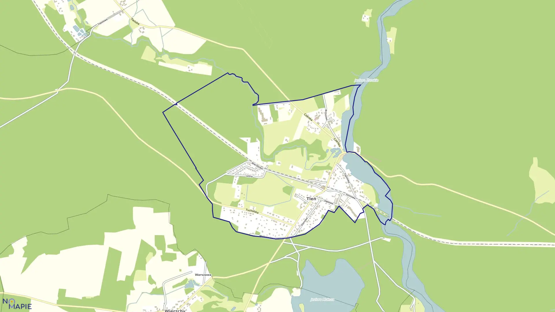 Mapa obrębu Tleń w gminie Osie